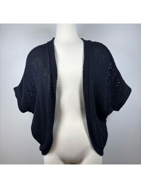 Elle Black Knit Open-Front Poncho Oversize XS